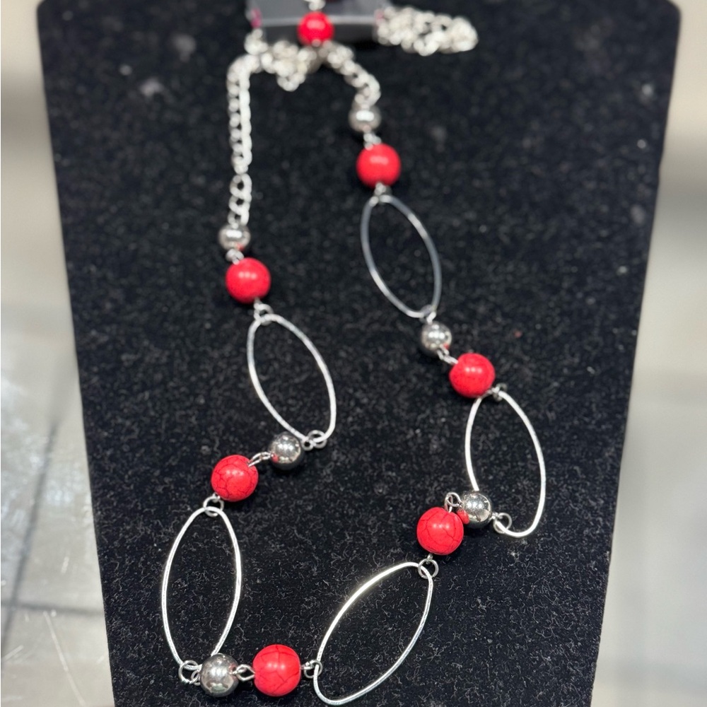 Elegant Red and Silver Necklace